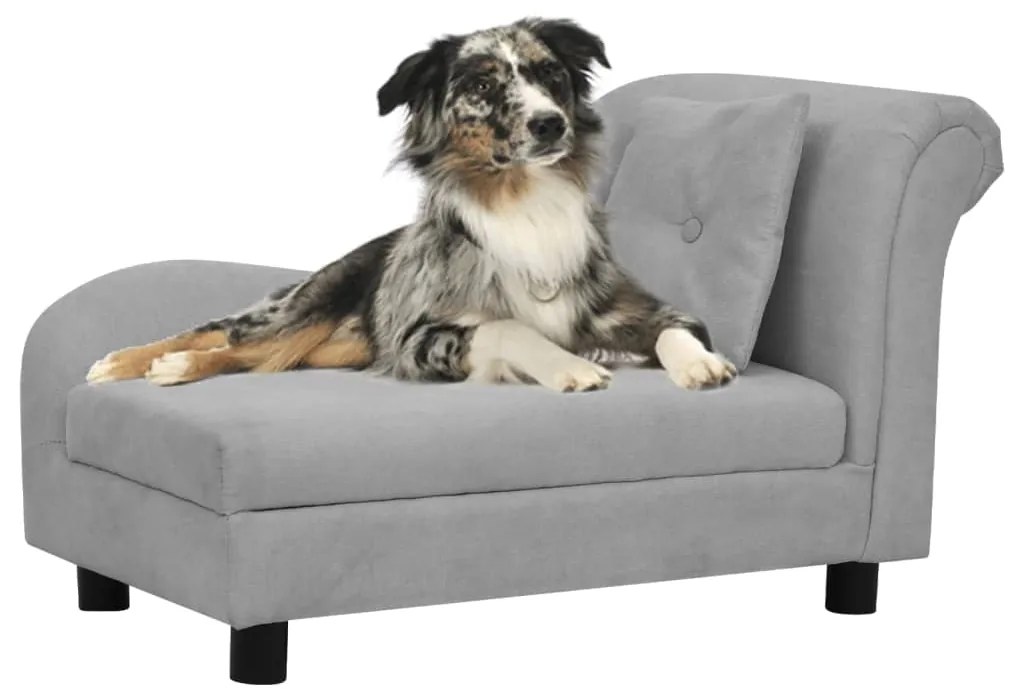 Καναπές - Κρεβάτι Σκύλου με Μαξιλάρι Γκρι 83x44x44 εκ. Βελουτέ
