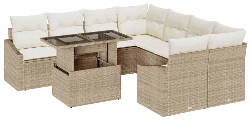 vidaXL Σετ Καναπέ Κήπου 9 pcs μπεζ και κρεμ 100 x 55 x 73 εκ