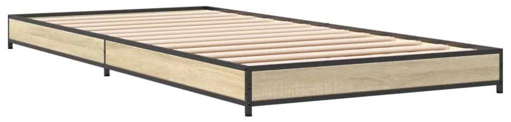 vidaXL Πλαίσιο Κρεβατιού Sonoma Δρυς 100x200 εκ. Επεξ. Ξύλο &amp; Μέταλλο