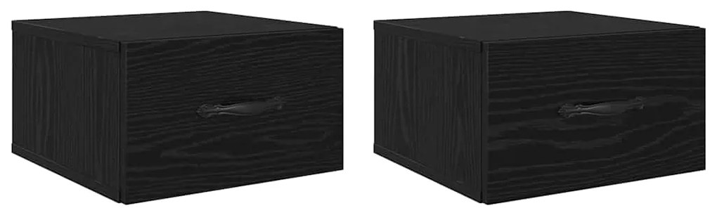 vidaXL Κομοδίνο 2 pcs Μαύρη δρυς 35 x 35 x 20 εκ Επεξεργασμένο ξύλο