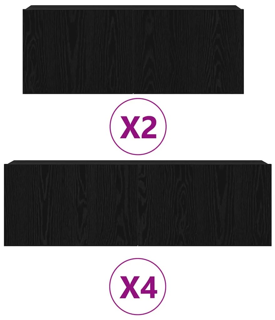 vidaXL Σετ επίπλου τηλεόρασης 6 pcs Μαύρη δρυς 100 x 30 x 30 cm