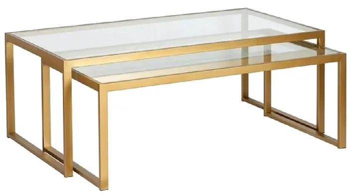 Τραπέζι σαλονιού Redro pakoworld χρυσό μέταλλο-γυαλί 100x40x45εκ Model: 197-000243