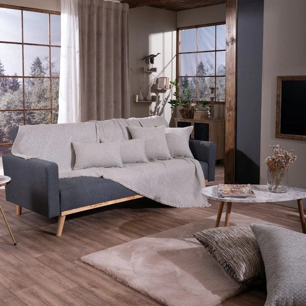 Ριχτάρι Michigan 01 Ecru Teoran Three-Seater 180x300cm Βαμβάκι-Ακρυλικό