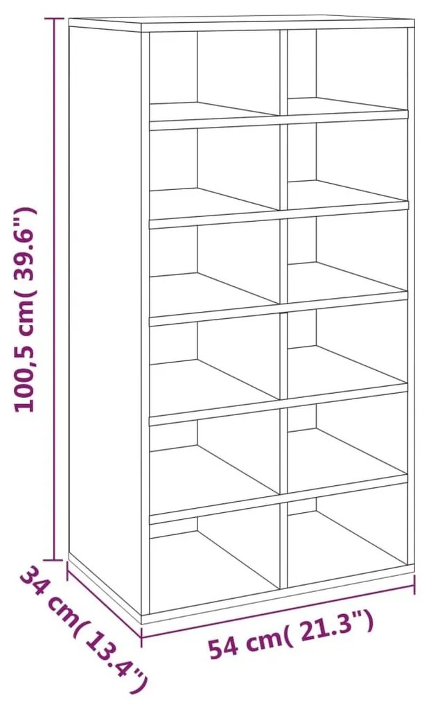 Παπουτσοθήκη Γκρι Sonoma 54x34x100,5 εκ. από Επεξεργασμένο Ξύλο - Γκρι