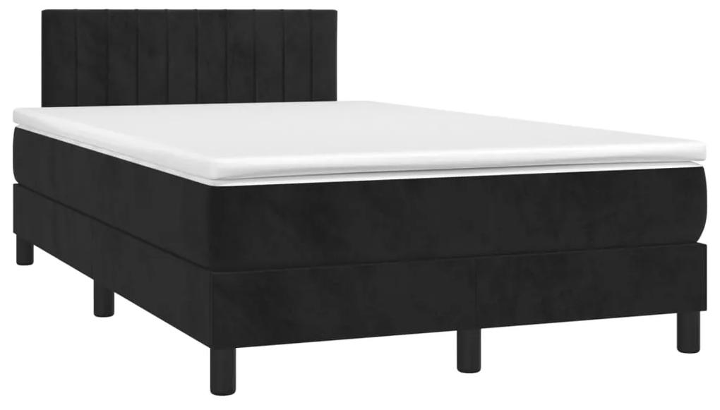 vidaXL Κρεβάτι Boxspring με Στρώμα Μαύρο 120x190 εκ. Βελούδινο