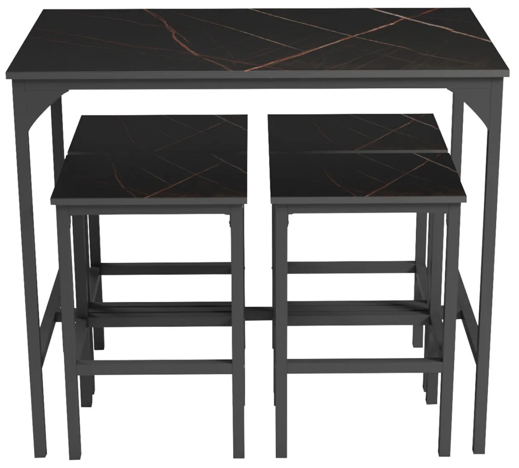 ΣΕΤ ΤΡΑΠΕΖΑΡΙΑ ΜΠΑΡ 5ΤΜΧ BOXY HM9882.13 ΜΑΥΡΟ ΜΕΤΑΛΛΟ-ΜΕΛΑΜΙΝΗ ΜΑΥΡΟ ΜΑΡΜΑΡΟ