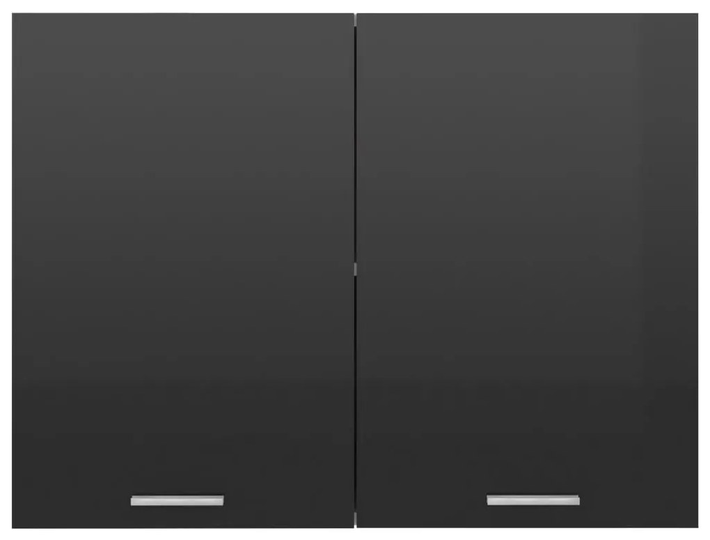 vidaXL Ντουλάπι Κρεμαστό Γυαλιστερό Μαύρο 80x31x60 εκ. από Μοριοσανίδα