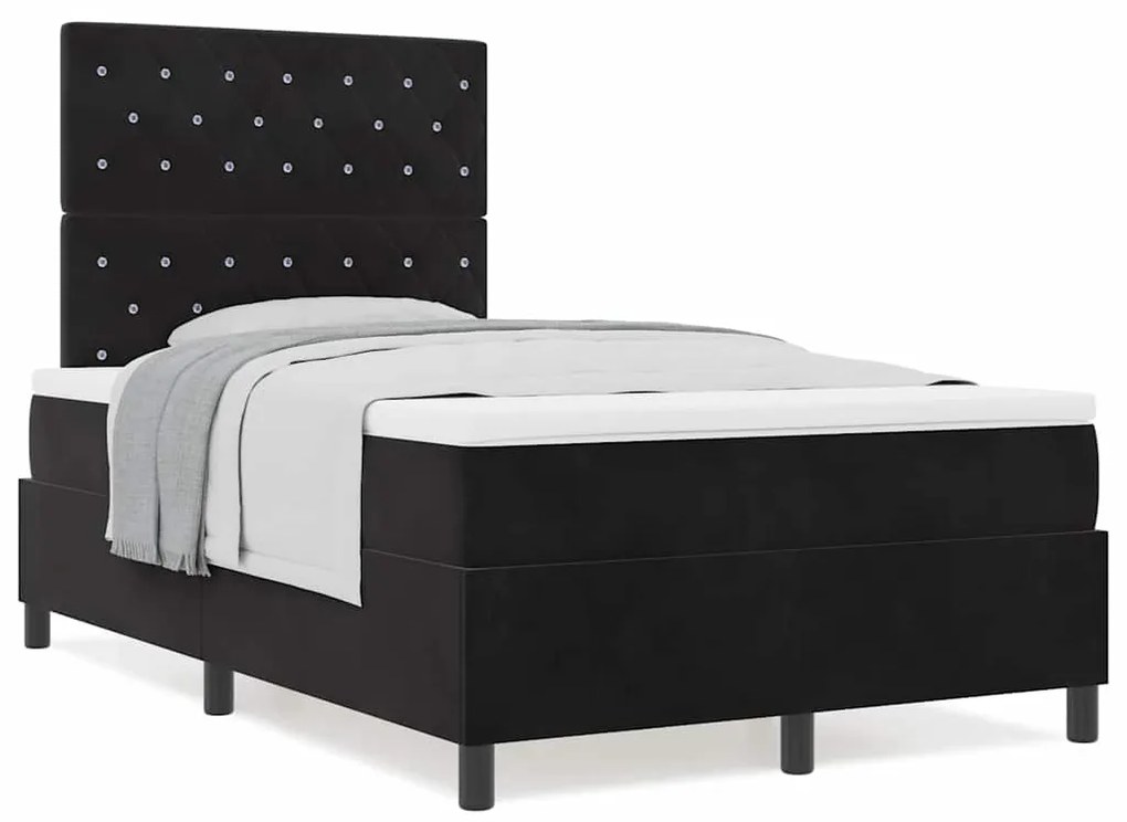 vidaXL Κρεβάτι με ελατήρια με στρώμα Μαύρο 120 x 200 cm Βελούδο