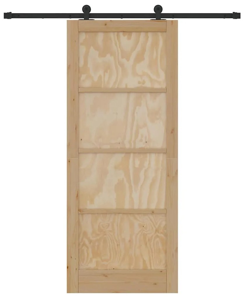 vidaXL Συρόμενη Πόρτα Φυσικό και Μαύρο 86 x 211 cm