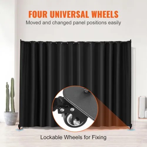 VEVOR Room Divider Portable Panel Room Divider with Wheels Privacy Screen Black