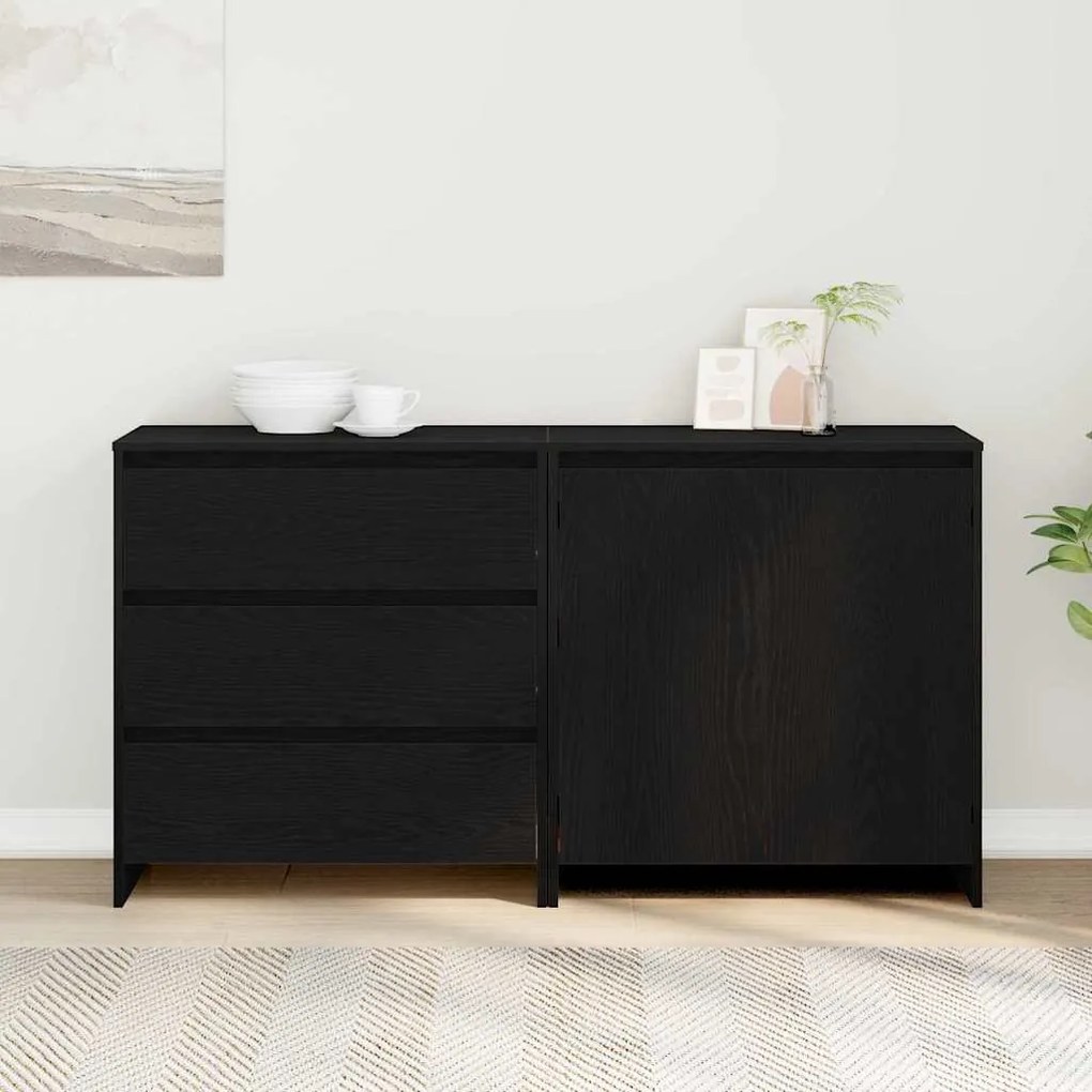 vidaXL Πλαϊνό γραφείο 2 pcs Μαύρο 70 x 41 x 75 εκ. Επεξεργασμένο ξύλο