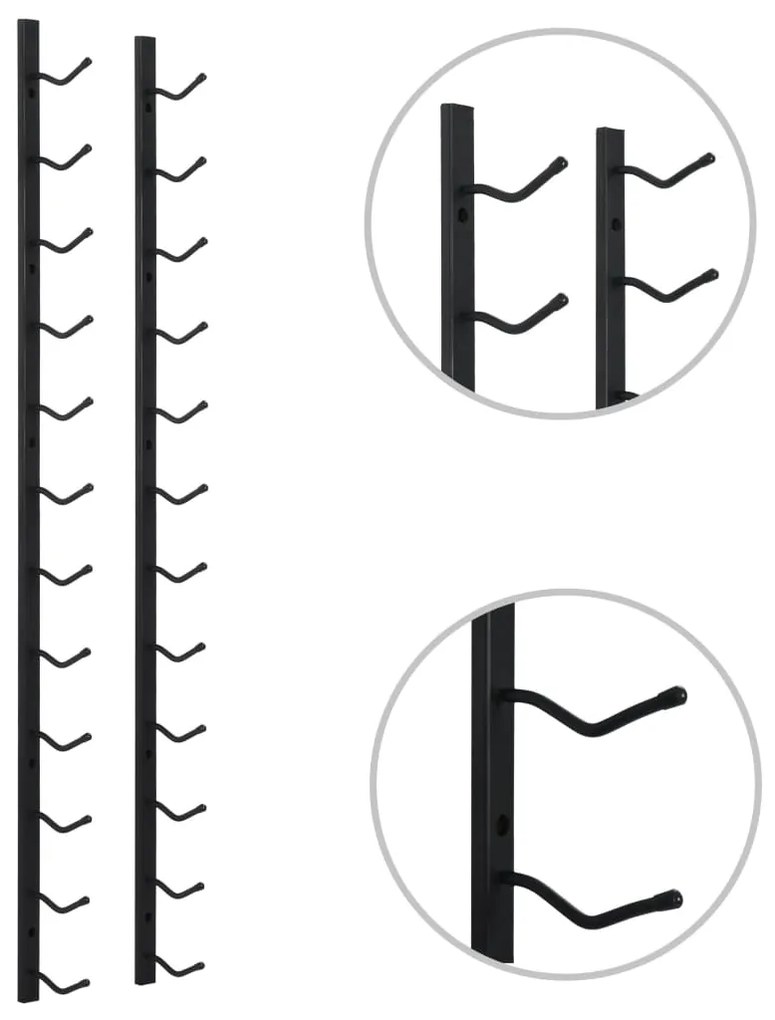 vidaXL Βάση Κρασιών Τοίχου για 12 Φιάλες Μαύρη Σιδερένια