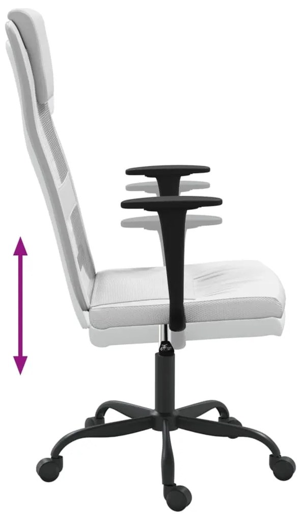 vidaXL Καρέκλα Γραφείου Ρυθμ. Ύψος Λευκή Διχτυωτό Ύφασμα/Συνθ. Δέρμα