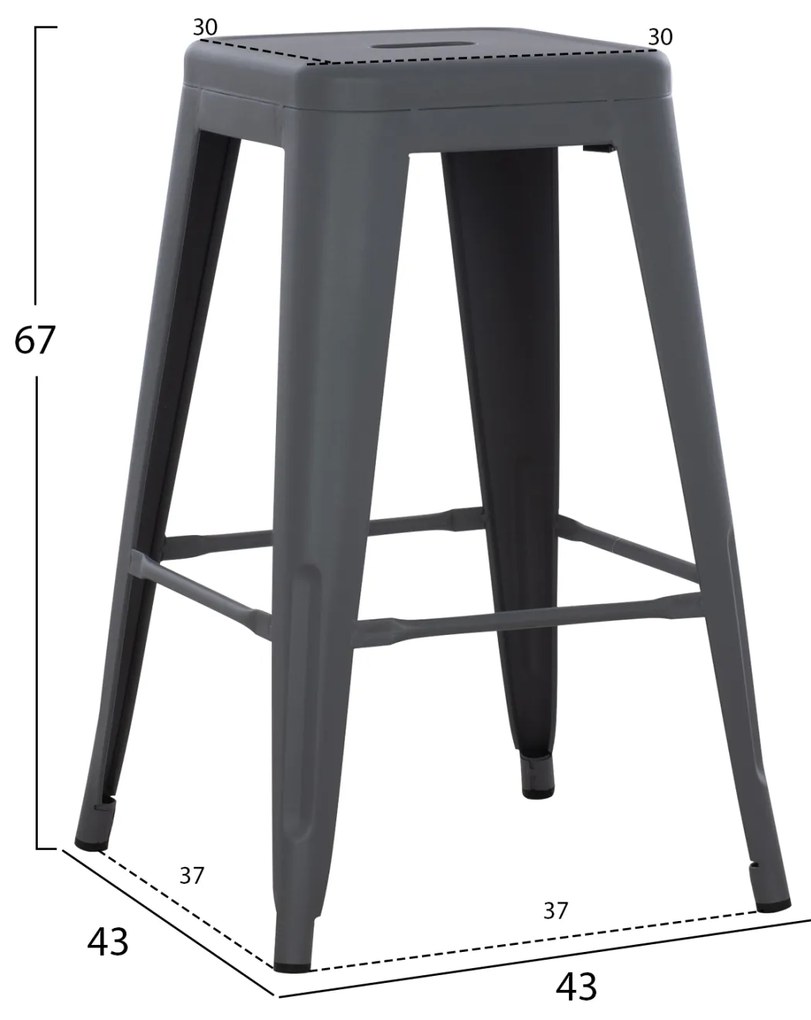 ΣΚΑΜΠΟ ΜΕΣΑΙΟΥ ΥΨΟΥΣ ΜΕΤΑΛΛΙΚΟ MELITA-PRO HM8573.50 ΓΚΡΙ 43x43x67Υεκ. (1 Τεμμάχια)