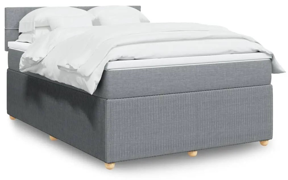 ΚΡΕΒΑΤΙ BOXSPRING ΜΕ ΣΤΡΩΜΑ ΑΝΟΙΧΤΟ ΓΚΡΙ 140X190 ΕΚ. ΥΦΑΣΜΑΤΙΝΟ 3287451