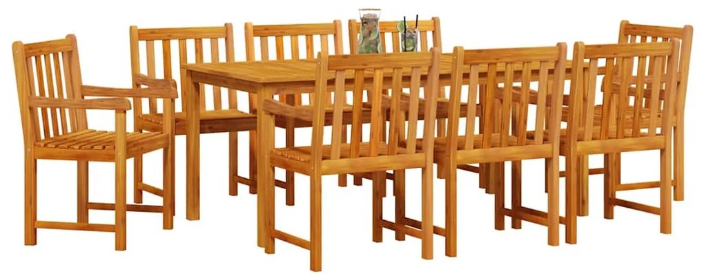 vidaXL Σέτ φαγητού για κήπο 9 pcs Καφέ Μασίφ ξύλο ακακίας