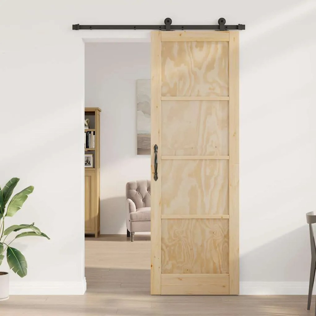 vidaXL Συρόμενη Πόρτα ORKDAL Φυσικό και μαύρο 78 x 232 cm