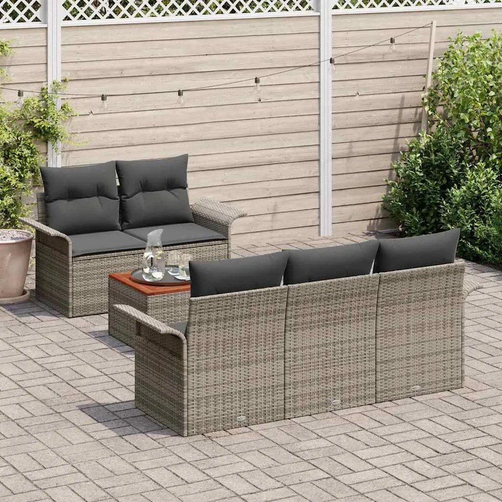 vidaXL Σετ Καναπέ Κήπου με μαξιλάρι 6 pcs Γκρι 55 x 55 x 37 εκ