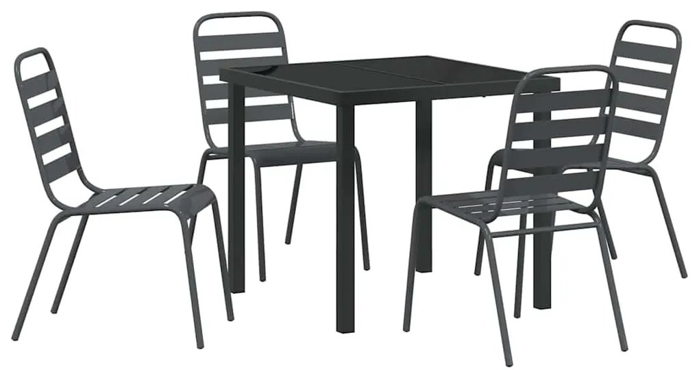 vidaXL Σέτ φαγητού για κήπο 5 pcs Σκούρο γκρι Ατσάλι