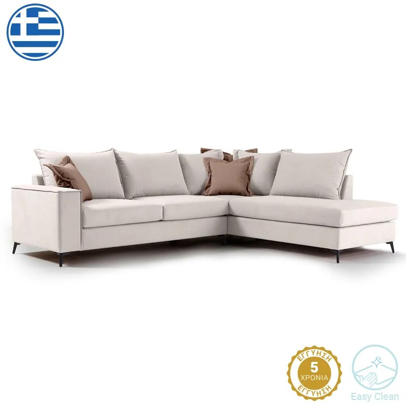 Intrahome Γωνιακός καναπές αριστερή γωνία TAURUSRA Intrahome ύφασμα cream-mocha 290x235x95εκ | SKU: INTRAPA-279111130