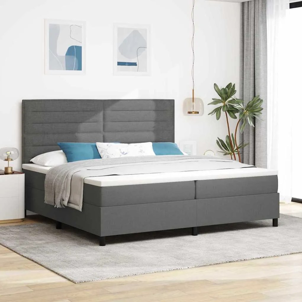 vidaXL Κρεβάτι Συντάγματος με Ματress Σκούρο Γκρι 200x200 εκ Ύφασμα