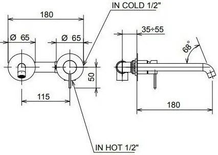 Μπαταρία νιπτήρα εντοιχισμού La Torre Elle 316 35032-Inox