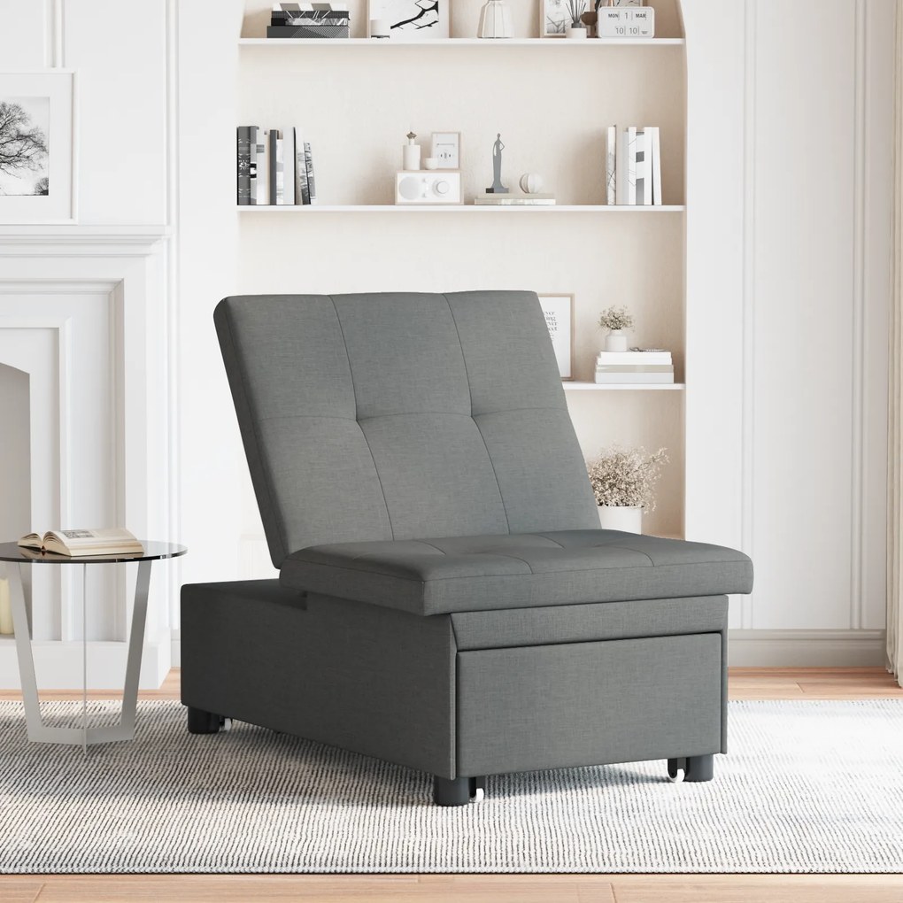 vidaXL Καναπές κρεβάτι 3 σε 1  - Σχεδιασμός pull-out, σκούρο γκρι ύφασμα