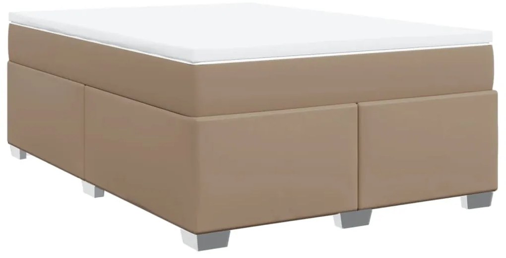 vidaXL Κρεβάτι Boxspring με Στρώμα Καπουτσίνο 160x200εκ.από Συνθ.Δέρμα