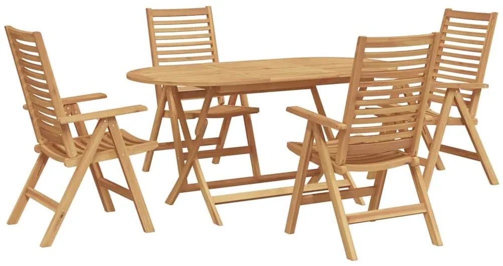 vidaXL Σέτ φαγητού για κήπο 5 pcs Καφέ Στερεό Ξύλο Τίκ