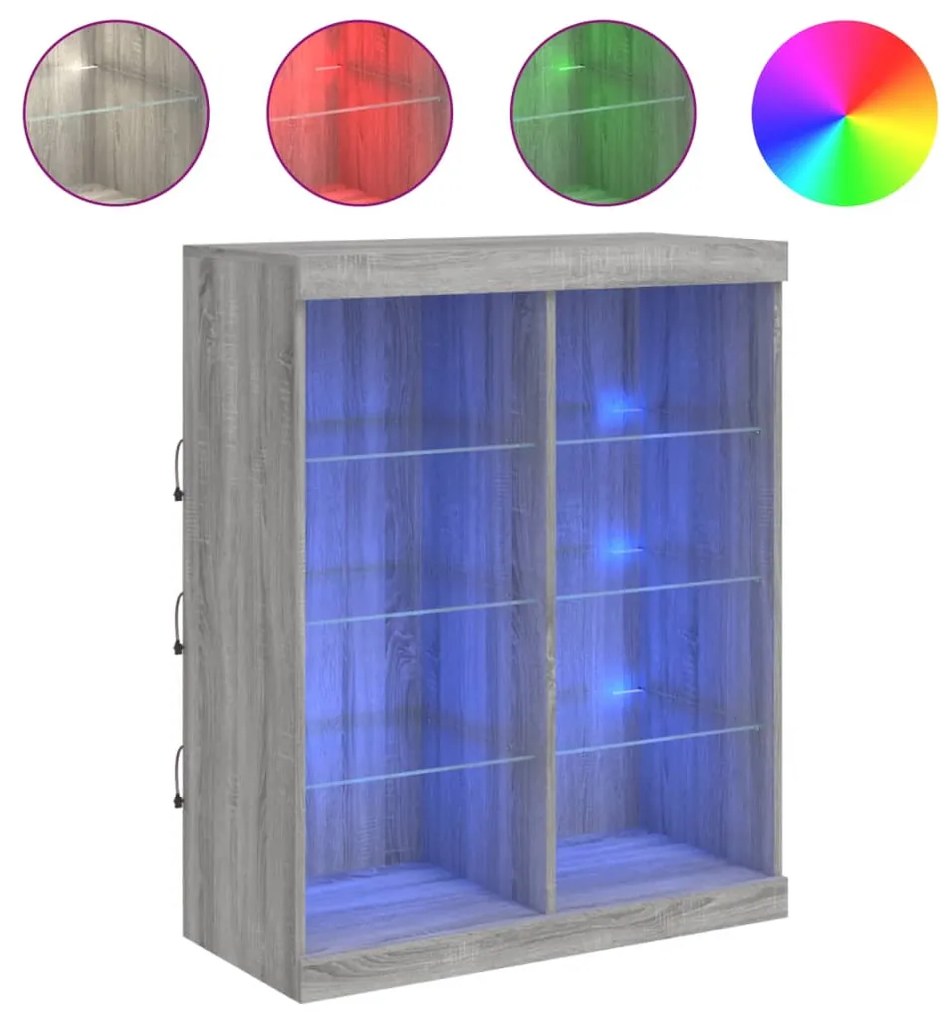 vidaXL Μπουφές με LED Γκρι Sonoma 81 x 37 x 100 εκ.