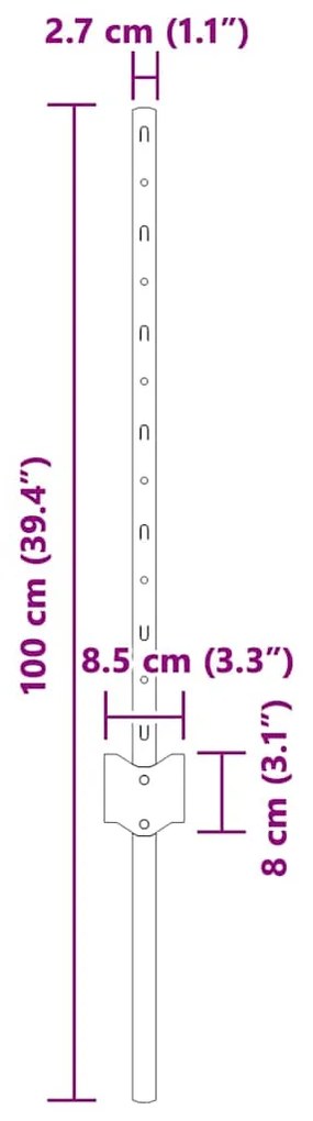 vidaXL Στύλος Περιφράξεων 22 pcs Ασημί 100 cm Ατσάλι