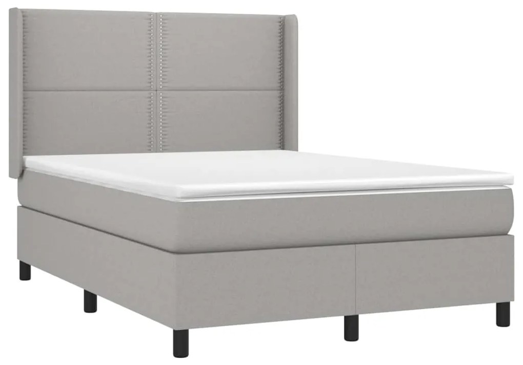 vidaXL Κρεβάτι Boxspring με Στρώμα &amp; LED Αν.Γκρι 140x200εκ. Υφασμάτινο
