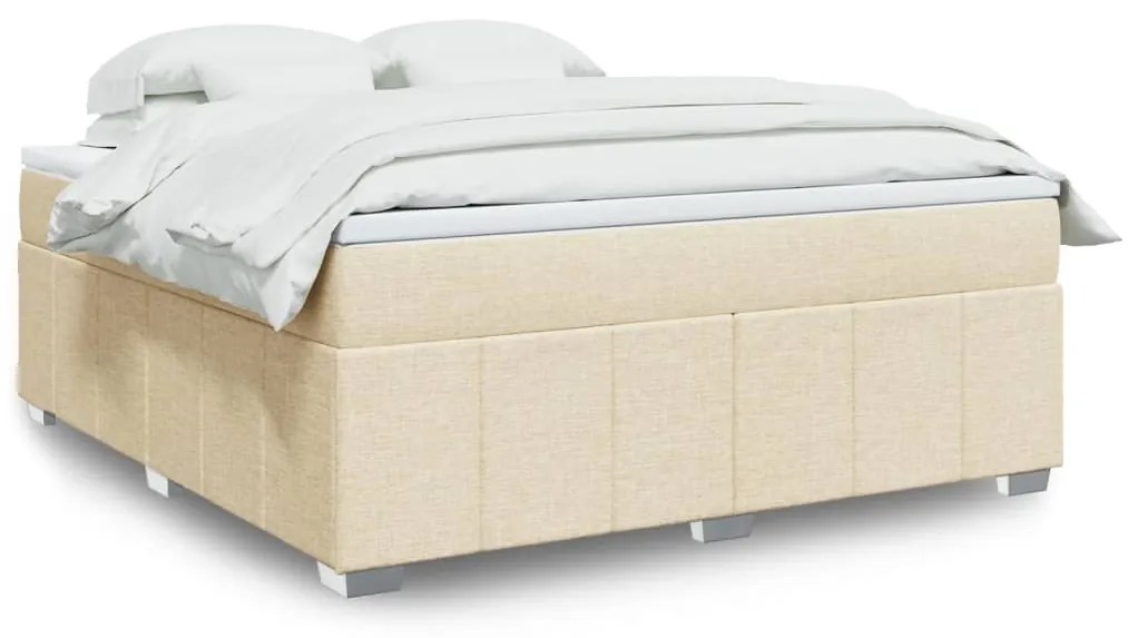 Κρεβάτι Boxspring με Στρώμα Κρεμ 180x200 εκ. Υφασμάτινο - Κρεμ