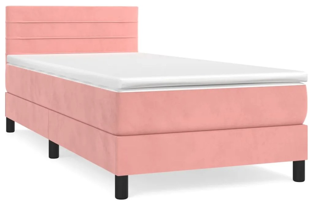 ΚΡΕΒΑΤΙ BOXSPRING ΜΕ ΣΤΡΩΜΑ ΡΟΖ 90X190 ΕΚ. ΒΕΛΟΥΔΙΝΟ 3141340