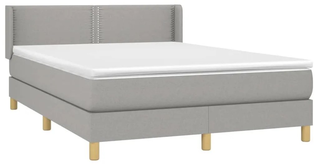 Κρεβάτι Boxspring με Στρώμα Ανοιχτό Γκρι 140x200 εκ. Υφασμάτινο - Γκρι