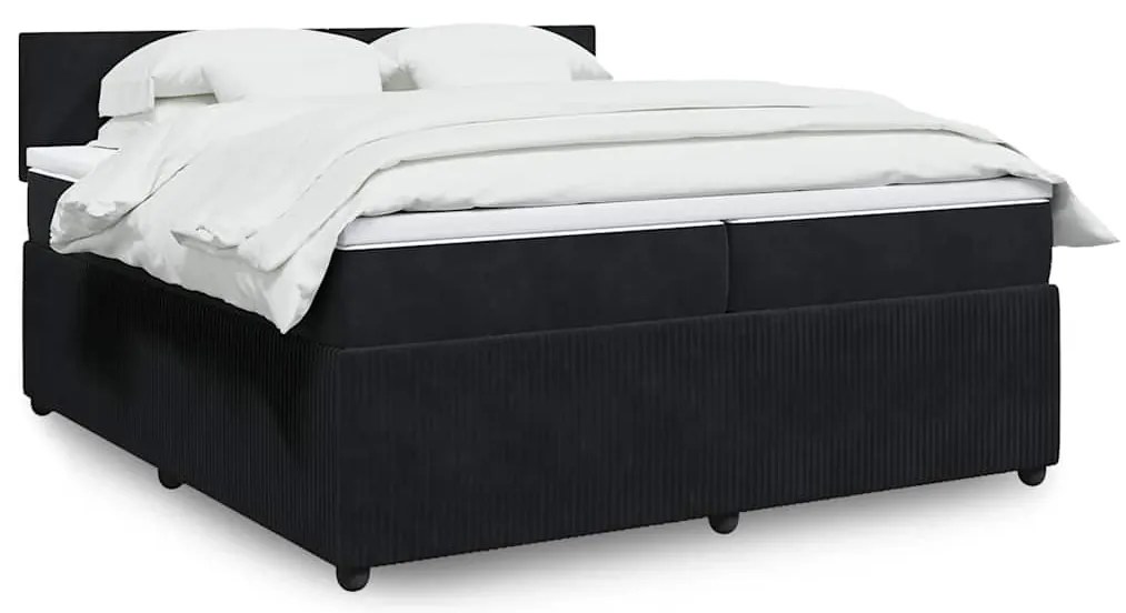 vidaXL Κρεβάτι Boxspring με Στρώμα Μαύρο 200x200 εκ. Βελούδινο
