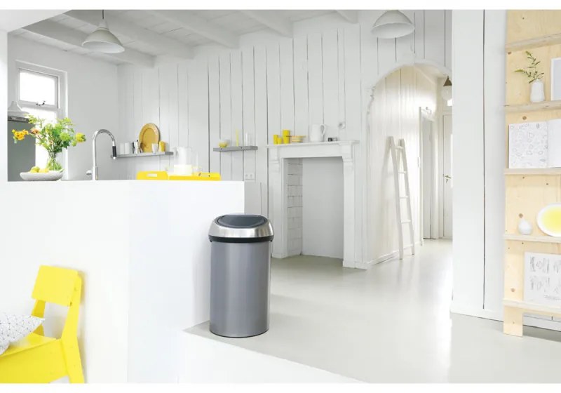 Brabantia Touch Bin 647249, 60 l, Ομαλό και αθόρυβο άνοιγμα, Γκρι