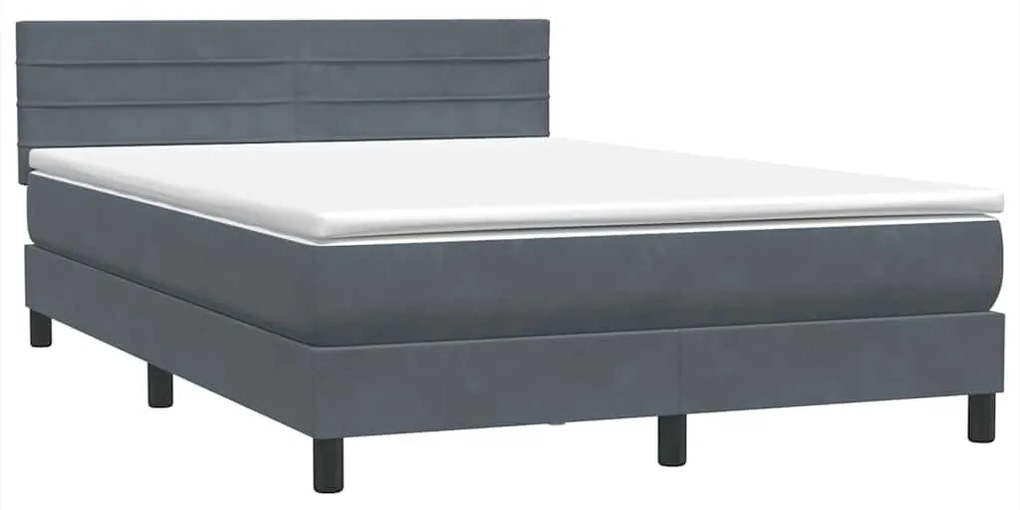 Box Spring Κρεβάτι με στρώμα Σκούρο γκρι 160x220 cm Βελούδινο - Γκρι