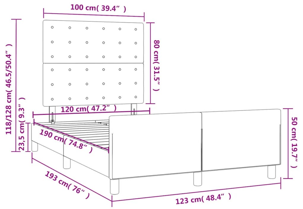 Πλαίσιο Κρεβατιού χωρίς στρώμα Πράσινο 120x190εκ. Βελούδινο 3270605