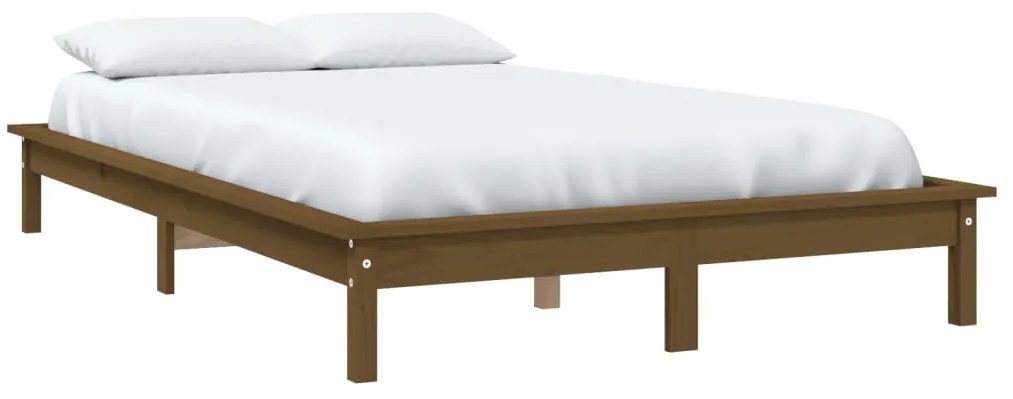 vidaXL Σκελετός Κρεβατιού Μελί 135x190 εκ. Μασίφ Ξύλο Πεύκου Double