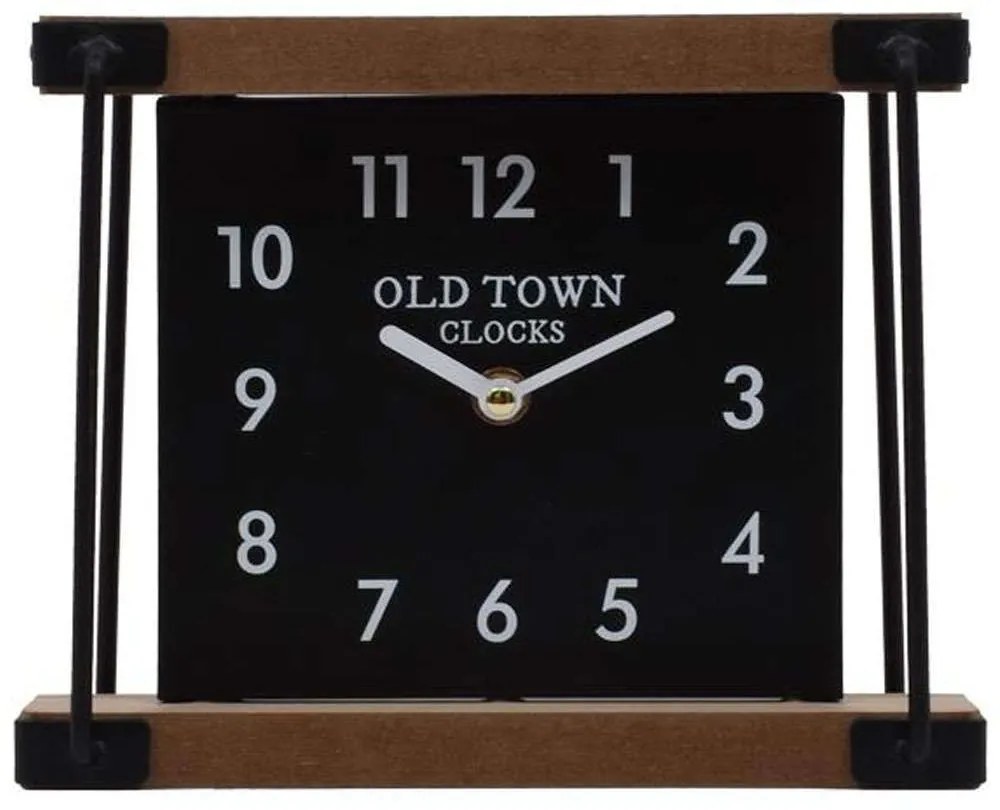 Ρολόι Επιτραπέζιο Old Town 125-222-338 22,5x8,5x18,5cm Brown-Black Metal,Wood