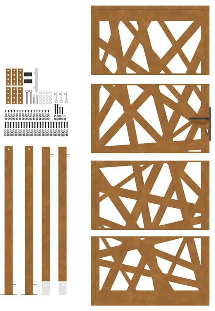 vidaXL Πύλη κήπου 105x205 cm από καιρικό χάλυβα Light Design