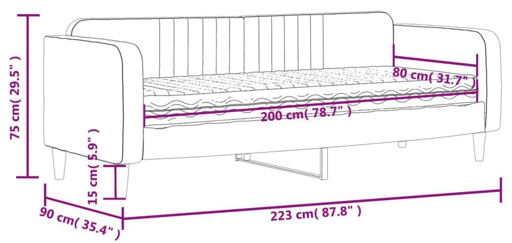 Καναπές Κρεβάτι με Στρώμα Ανοιχτό Γκρι 80 x 200 εκ. Βελούδινος - Γκρι