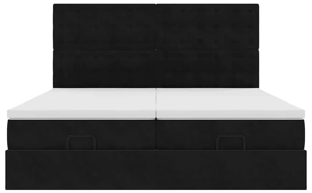 vidaXL Οθωμανικό κρεβάτι με στρώματα Μαύρο 180x200cm Velvet