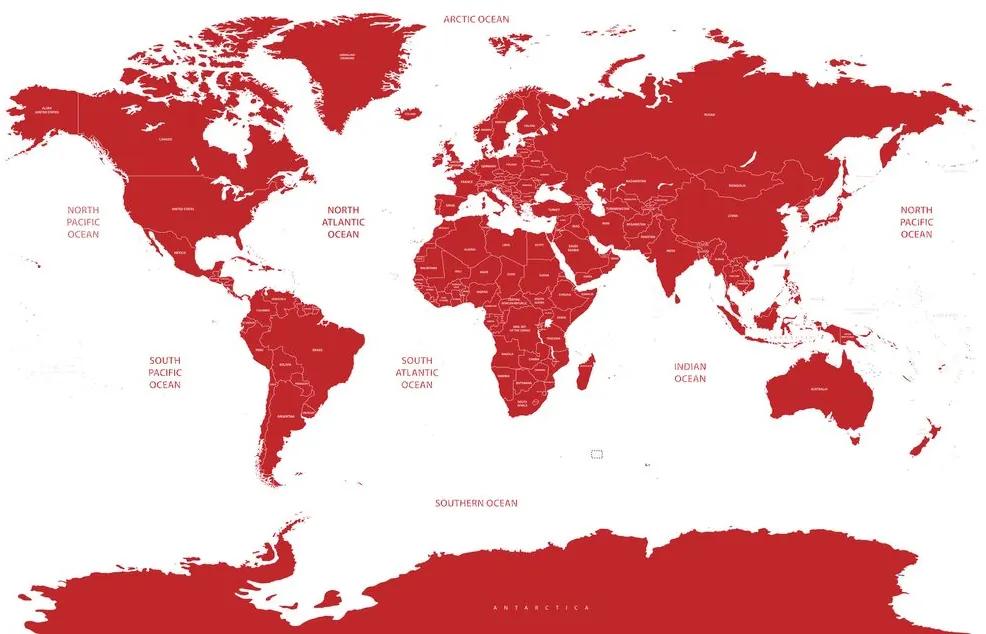 Εικόνα χάρτη του κόσμου με μεμονωμένες πολιτείες με κόκκινο χρώμα