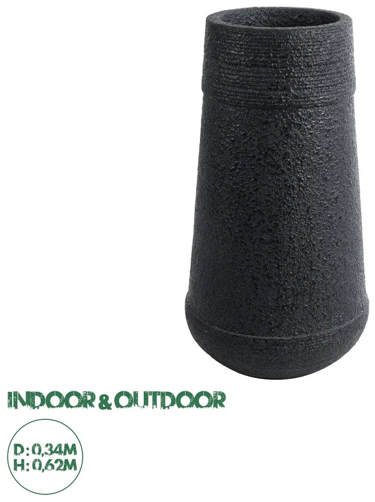 20723 GloboStar® Artificial Garden JAKLIN 20723 Επιδαπέδιο Πολυεστερικό Τσιμεντένιο Κασπώ Γλάστρα - Flower Pot Μαύρο Φ34 x Υ62cm