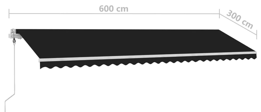 Τέντα Αυτόματη Ανεξάρτητη Ανθρακί 600 x 300 εκ. - Ανθρακί