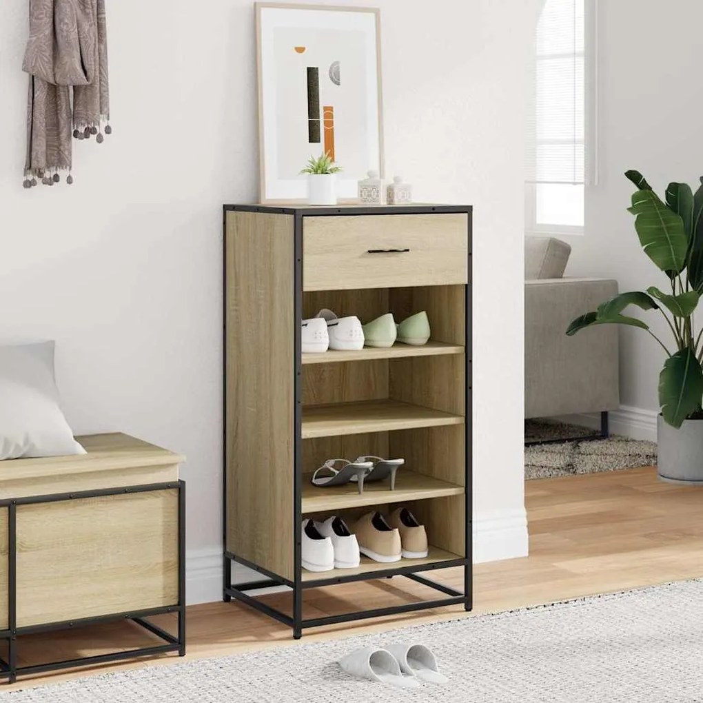 Παπουτσοθήκη Sonoma Δρυς 48x38x97,5 εκ. Επεξεργασμένο Ξύλο - Καφέ