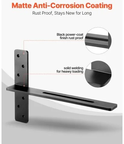VEVOR 2 Pcs Shelf Brackets 18 inch / 457.2 mm Heavy Duty Floating Shelf Brackets
