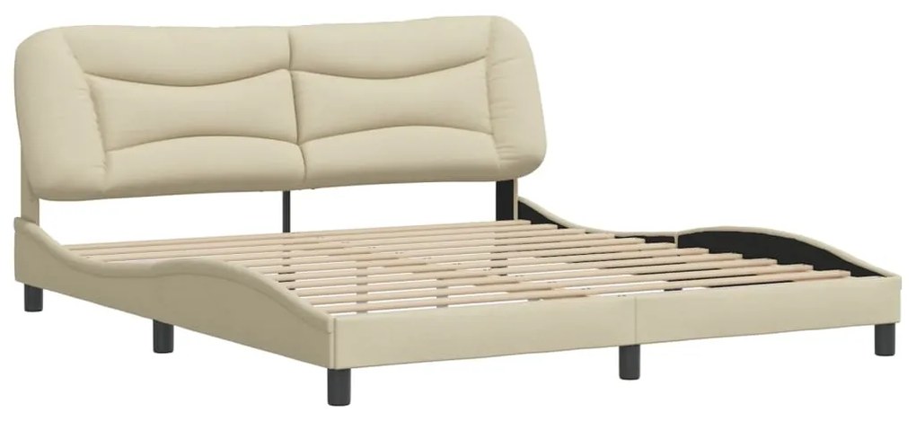 vidaXL Σκελετός Κρεβατιού Χωρίς Στρώμα Hvar Κρεμ 180x200 εκ. Υφασμάτινο
